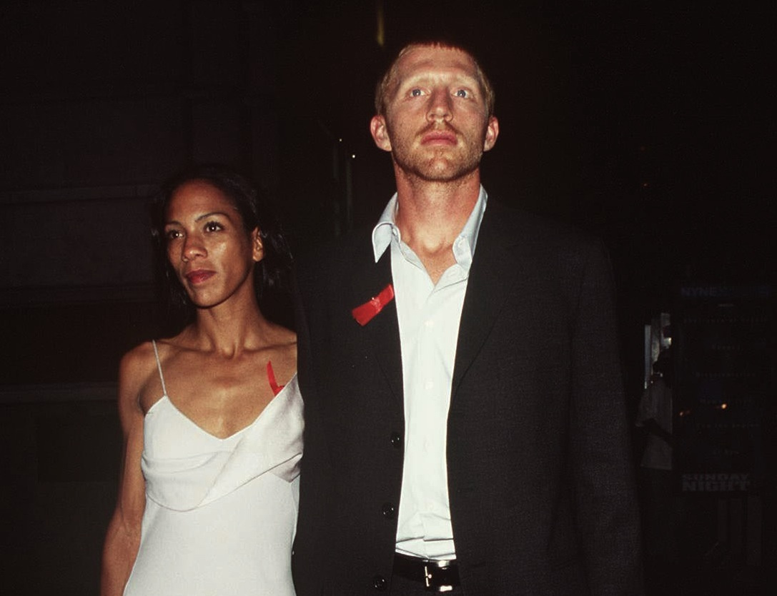 Boris Becker és Barbara Feltus egy régi, 1995-ös képen, amikor még együtt voltak. Ők Noah szülei