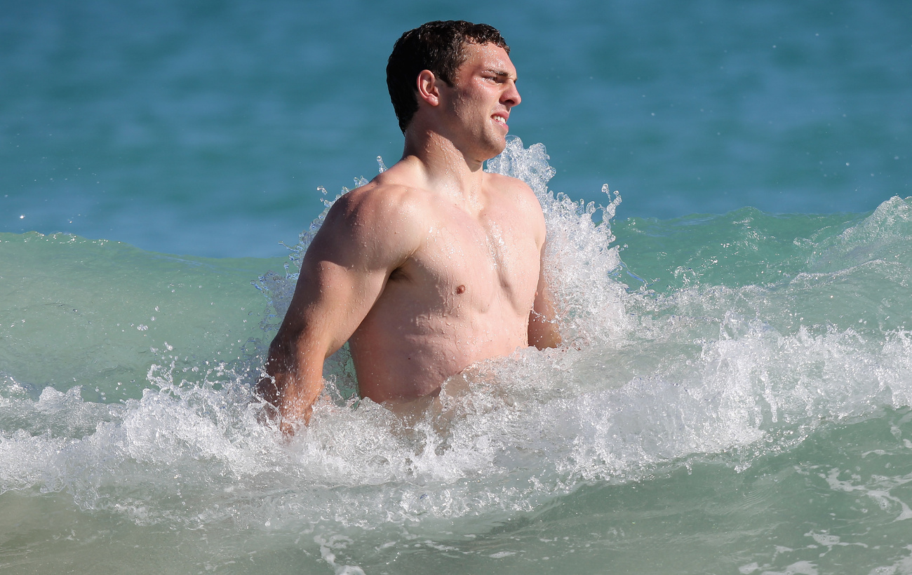 A British and Irish Lions játékosai Ausztráliában strandolnak: a képen Sam Warburton, a csapat kapitánya