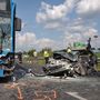A 126-os buszba csapódott egy autó Dunakeszi déli részén.