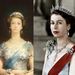 II. Erzsébet portréja 1952-ből és egy kép ugyanabból az évből a királynőről közelről
