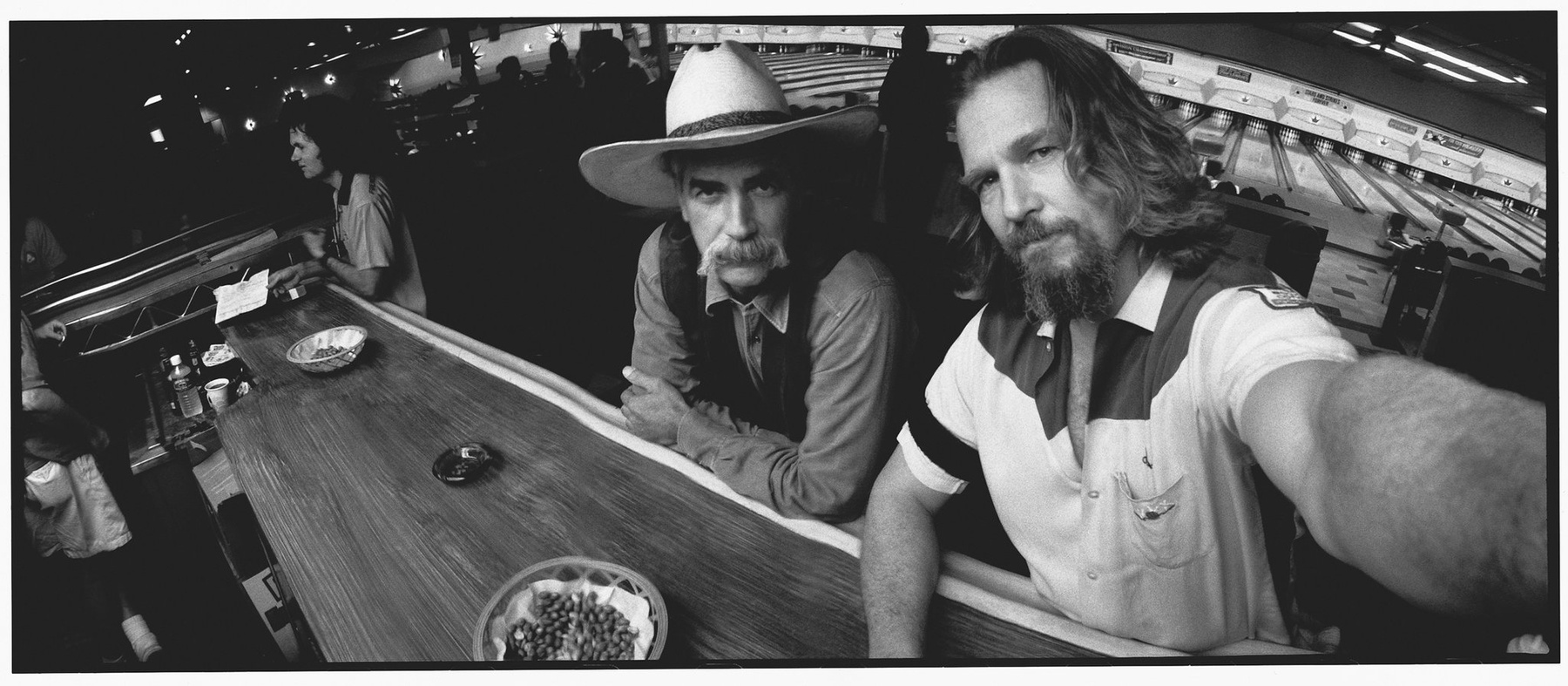 Jeff Bridges és Sam Elliot a Nagy Lebowski forgatása közben - 1997
